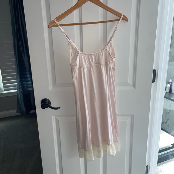 Anthropologie Eloise Light Pink Cream Lace Cotton Slip Dress Coquette Nightie Sm - Picture 6 of 6